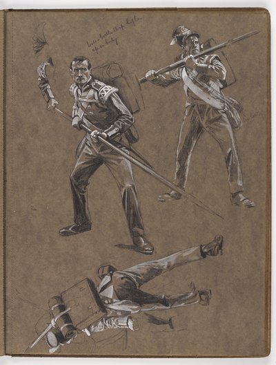 Estudos para a pintura a óleo A bandeira: Albuhera, 16 de maio de 1811 de William Barnes Wollen