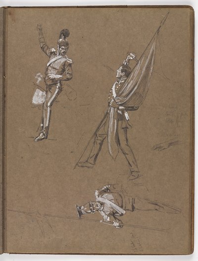 Estudos para a pintura a óleo A bandeira: Albuhera, 16 de maio de 1811 de William Barnes Wollen