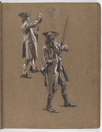 Estudo para a pintura a óleo de William Barns Wollen, A Batalha de Lexington 1775 de William Barnes Wollen