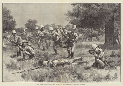 A infantaria montada em Hampshire em Burmah, um ataque repentino de William Barnes Wollen