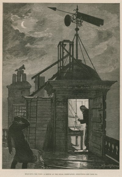 Medindo o vento; Um esboço no Observatório Real, Greenwich (gravura) de William Bazett Murray