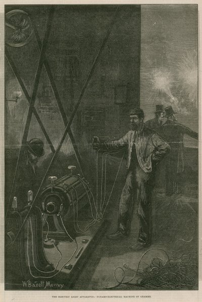 A luz elétrica: máquina dínamo-elétrica de Gramme de William Bazett Murray