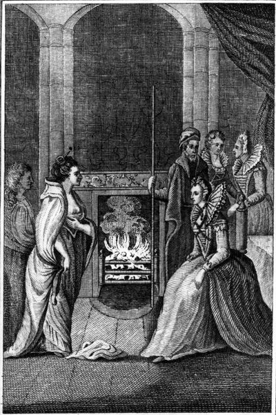 Grana Uile apresentou a rainha Elizabeth, ilustração de &39;Anthologia Hibernica&39; vol. II, impressão feita por Clayton, publicada em 1794 de William Beauford