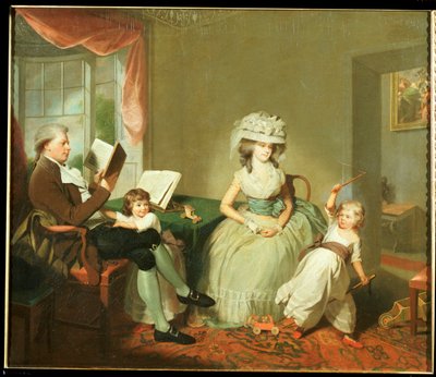 Um retrato de grupo do Sr. e da Sra. Hayward com seus filhos, Mathilda e George, c.1789 de William Beechey