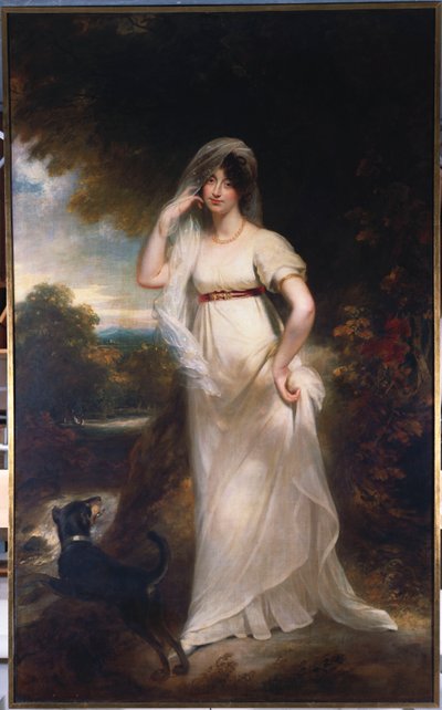 Retrato de Harriet Wells em uma paisagem do rio de William Beechey