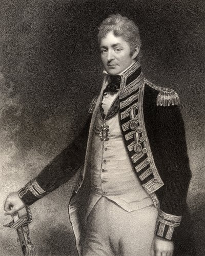 Sir Thomas Troubridge, 1º Baronete, gravado por W. Holl, da &39;National Portrait Gallery, volume IV&39;, publicado c.1835 de William Beechey