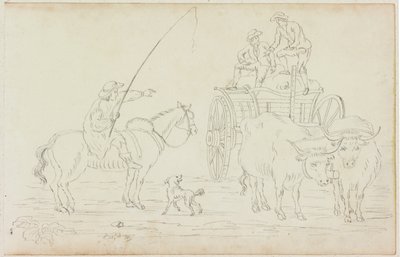 Oxcart Bloqueando o Caminho (lápis sobre papel (em papel com M754)) de William Beilby