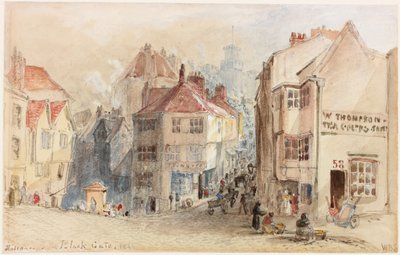 Entrada para o Portão Negro, Newcastle (bodycolour) de William Bell Scott