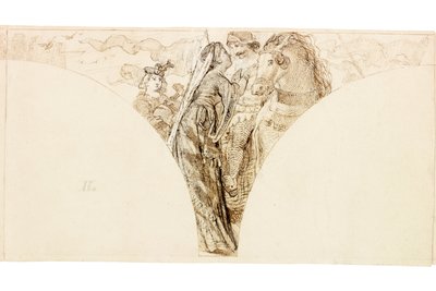 Esboço para Mural no Wallington Hall (bodycolour) de William Bell Scott