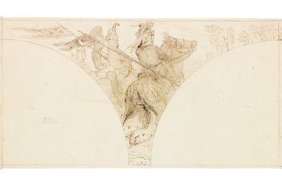 Esboço para Mural no Wallington Hall (bodycolour) de William Bell Scott