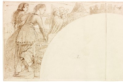 Esboço para Mural em Wallington Hall (tinta e lápis sobre papel (colado no cartão)) de William Bell Scott