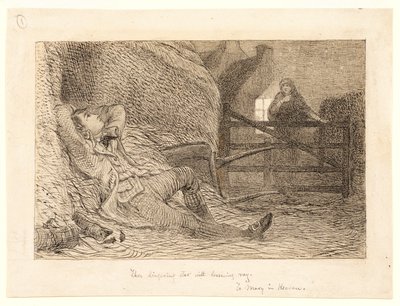 Estudo para "To Mary in Heaven", c.1871 (grafite, caneta e tinta preta, grafite) de William Bell Scott