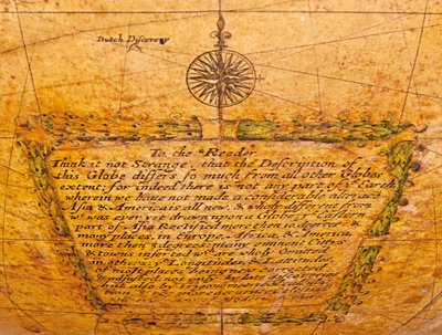 Globo terrestre inglês primitivo, c.1673 de William Berry