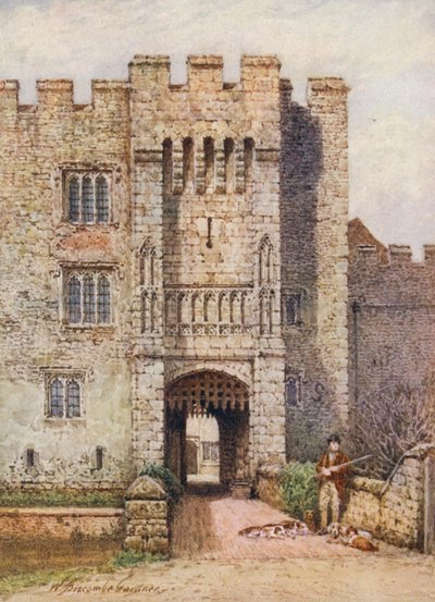 Entrada do Castelo de Hever (litografia a cores) de William Biscombe Gardner