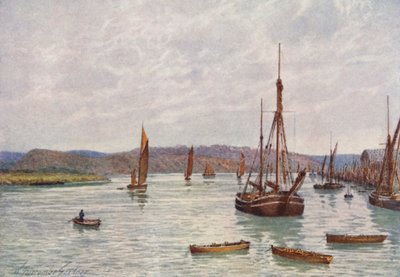 Vista do Medway a partir do cais de Chatham (litografia a cores) de William Biscombe Gardner