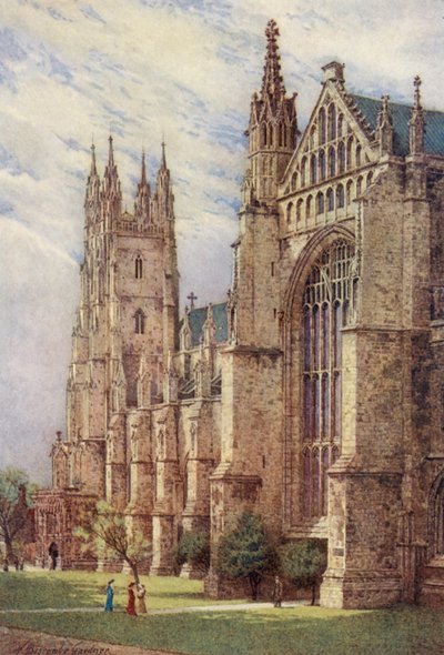 Transepto sudoeste e Torre de São Jorge, Catedral de Cantuária (litografia a cores) de William Biscombe Gardner