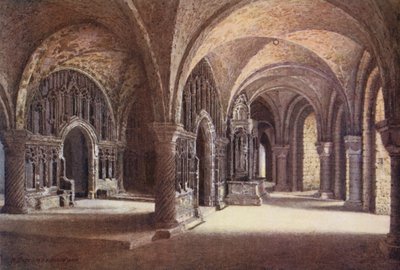 A Capela de "Nossa Senhora" na cave, Catedral de Cantuária (litografia a cores) de William Biscombe Gardner