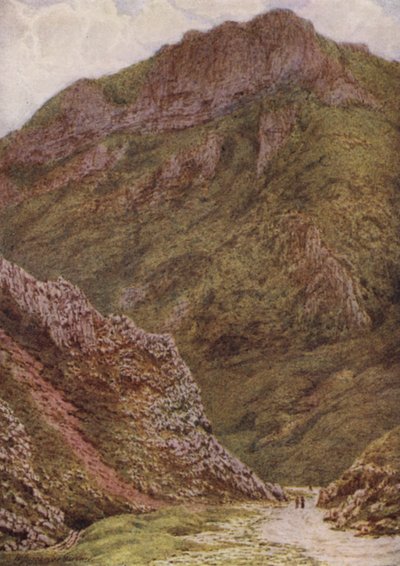 A Rocha do Leão nos Winnats, entre Castleton e Edale (cor litho) de William Biscombe Gardner