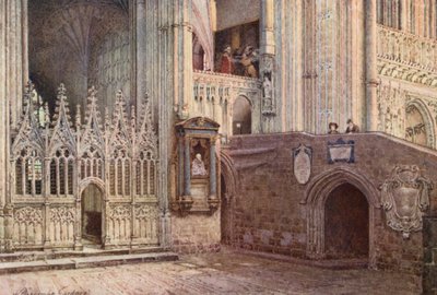 O Martírio, Catedral de Cantuária (litografia a cores) de William Biscombe Gardner