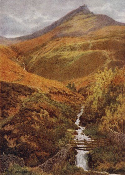 O Nab e Golden Clough da Grindslow Dell, Edale (cor litho) de William Biscombe Gardner