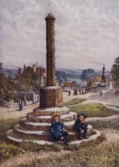 The Old Cross, Great Longstone (cor litho) de William Biscombe Gardner