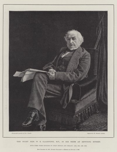 O Honorável WE WE Gladstone, MP, em seu Room at Downing Street de William Biscombe Gardner