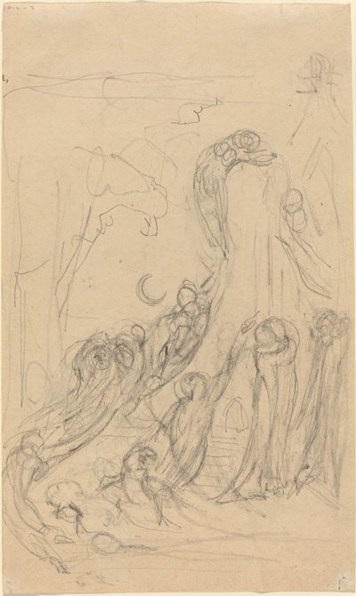 Uma Cena de Ressurreição (The Gambols of Ghosts) [reto] de William Blake