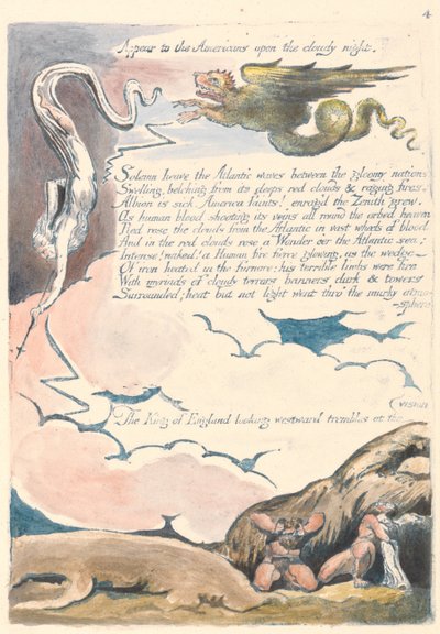 América. Uma Profecia, Placa 6, Aparece para os Americanos .... de William Blake