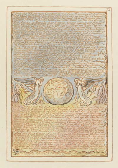 &39;E os trinta e dois condados ...&39;, ilustração 72 de &39;Jerusalém&39; (Bentley cópia E) 1804-20 (gravura em relevo com caneta e aquarela sobre papel) de William Blake