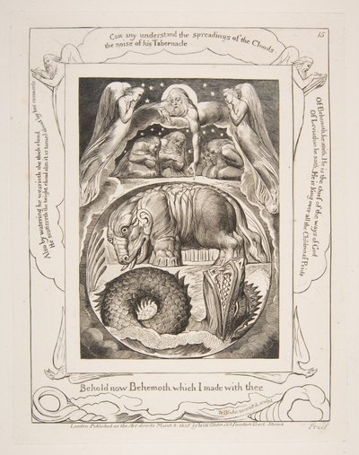 Behemoth e Leviathan, das Ilustrações do Livro de Jó, 1825-26. de William Blake