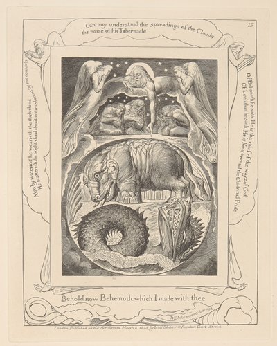 Livro de Jó, Placa 15, Beemote e Leviatã de William Blake