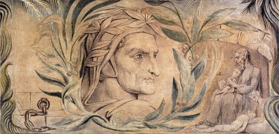 Dante Alighieri, c.1800-03 (pena e tinta com têmpera sobre tela) de William Blake