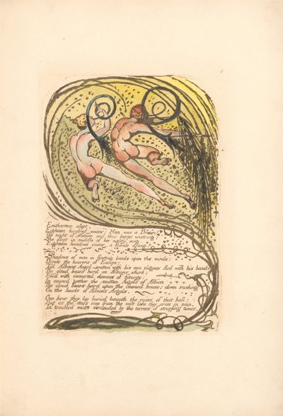 Europa. Uma profecia, ilustração 10, Enitharmon dormiu. . . . (Bentley 12) de William Blake