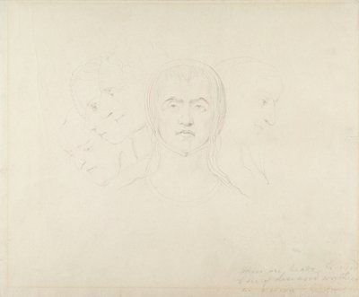 Cinco cabeças visionárias de mulheres, c.1820 (grafite sobre papel) de William Blake