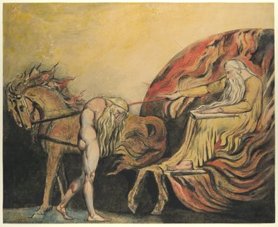 Deus Julgando Adão, c.1795 (gravura colorida com caneta, tinta e aquarela) de William Blake