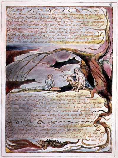 "In the Flames Stood", placa 14 de "America, a Prophecy". de William Blake