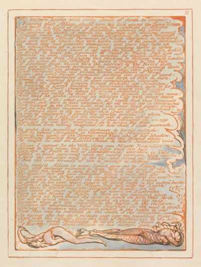 Jerusalém, ilustração 31, Seu céu ocidental .... de William Blake