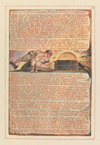 Jerusalém, ilustração 73, Tais são os salões dourados do Cathedron .... de William Blake