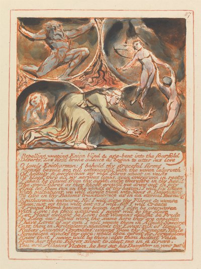 Jerusalém, ilustração 87, Repelindo o choroso Enion .... de William Blake