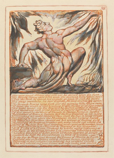 Jerusalém, Placa 95, Sua voz perfurou a orelha fria de argila de Albions .... de William Blake