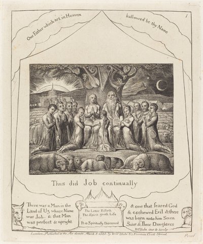 Jó e sua família de William Blake
