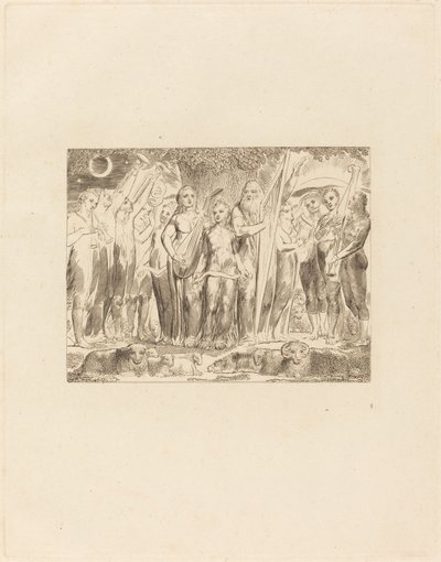 Jó e sua família restaurados à prosperidade de William Blake