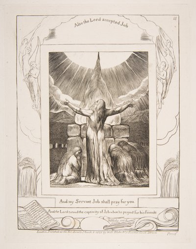 Jobs Sacrifice, de Ilustrações do Livro de Jó, 1825-26. de William Blake