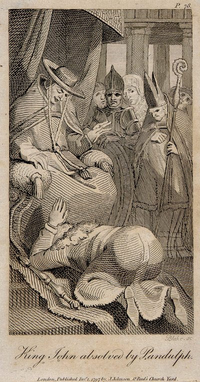 Rei João absolvido por Pandulph Depois de Henry Fuseli, 1798 de William Blake