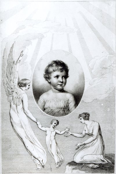 Mary Wollstonecraft Shelley (1797-1851) como uma criança, gravada por Robert Hartley Cromek (1770-1812) 1805 de William Blake