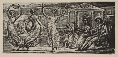 Menalcus Watching Women Dance, de Thorntons Pastorals of Virgil, 1821. de William Blake