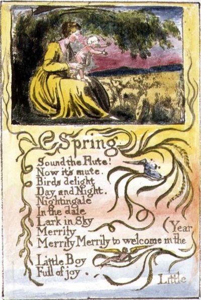 P.124-1950.pt22 Mola: placa 22 de Canções da Inocência e da Experiência (cópia R) c.1802-08 (gravura, tinta e aguarela) de William Blake