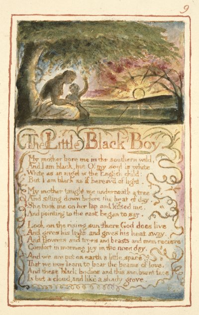 P.125-1950.pt9 O Garotinho Negro: placa 9 de &39;Canções da Inocência e da Experiência&39; (exemplar AA) c.1815-26 (gravura, tinta e wc) de William Blake