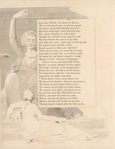 Placa 41 (página 92): "Quando a fé é virtude, a razão fá-lo de William Blake