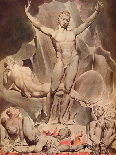 Satanás despertando os anjos rebeldes, 1808 de William Blake